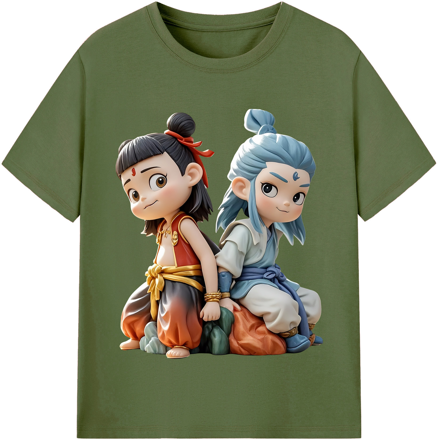 （画像用） Ne Zha 2 ナタ 魔童の大暴れ 綿100％半袖Tシャツ（フロントプリント）